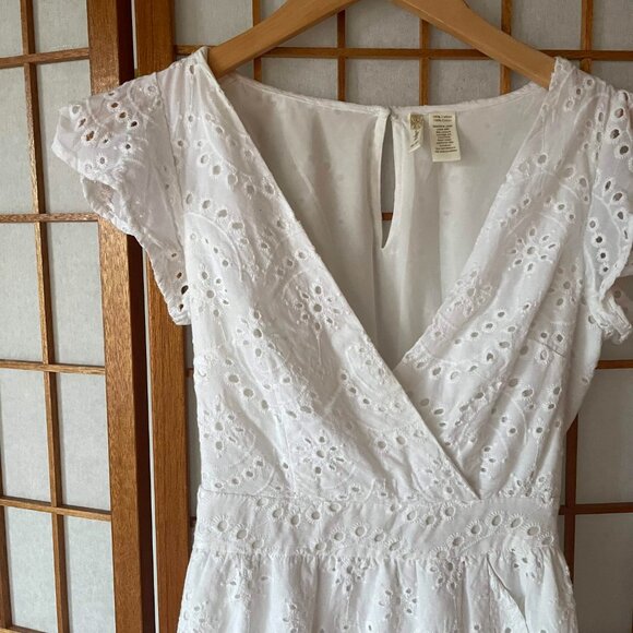 Japna Cotton Eyelet Short Sleeve Wrap Dress - Boho Fairy Cottagecore - Picture 2 of 7